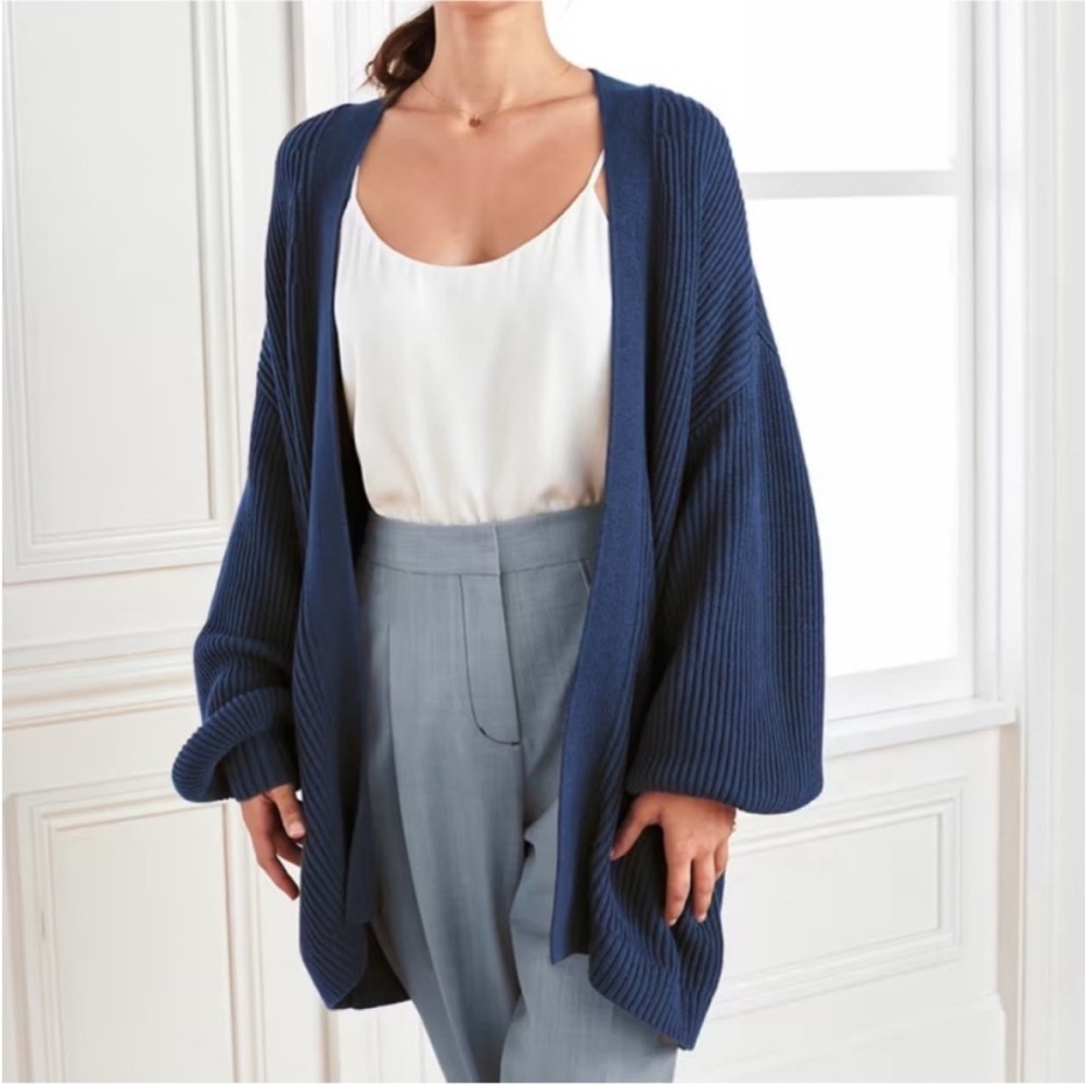 Quince Navy Blue Oversized Cardigan